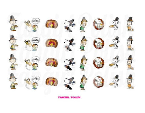 Thanksgiving Peanuts Water Slide Nail Decals