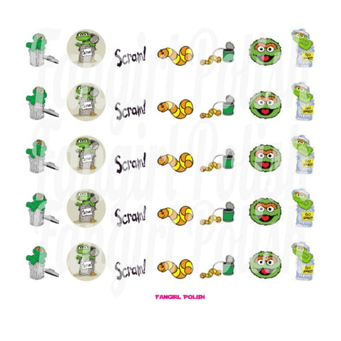 Grouchy Water Slide Nail Decals
